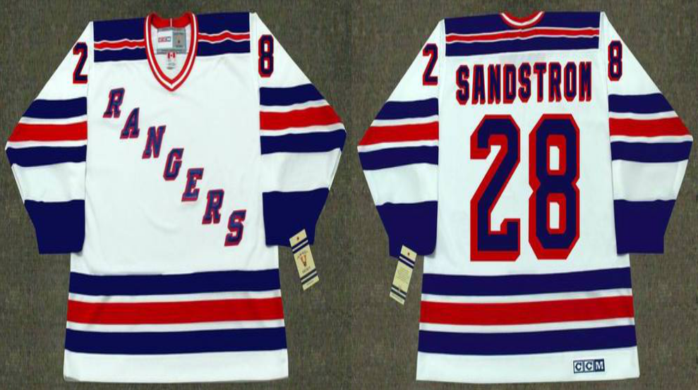 2019 Men New York Rangers #28 Sandstrom white CCM NHL jerseys